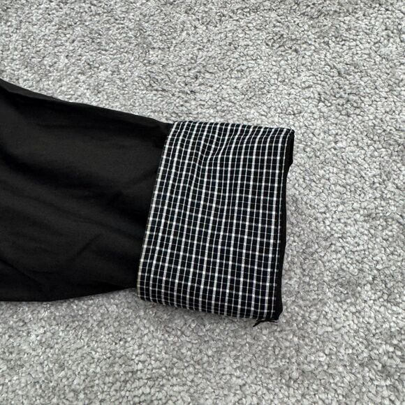 7 Diamonds Button Down Shirt Men Medium Black Long Sleeve Plaid Flip Cuff Casual - Picture 6 of 16